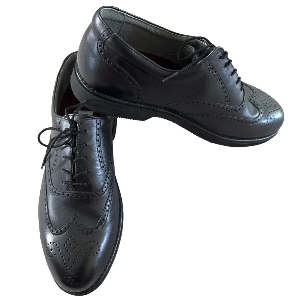 Rockport DresSports Mens 9W Wide Black Leather Wingtip Brogue Oxfords M3678 NIB